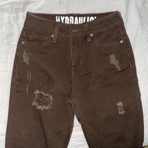 Hydraulic high rise ankle skinny jeans